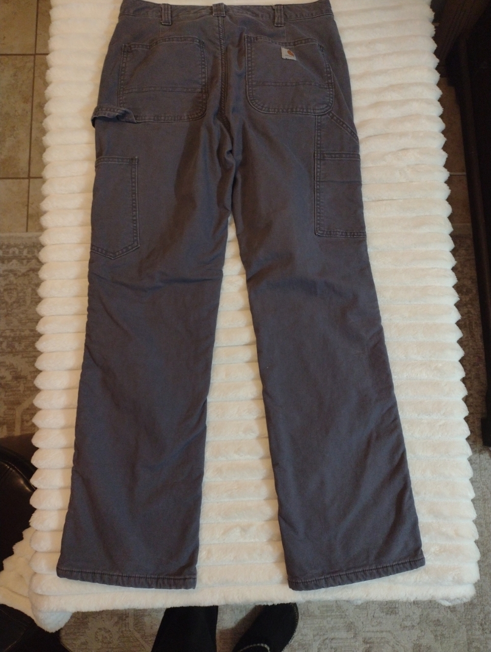 Carhartt Women 6 Reg Original Fit Fleece Lined Carpenter Pants Work Wear Grey - Picture 7 of 15